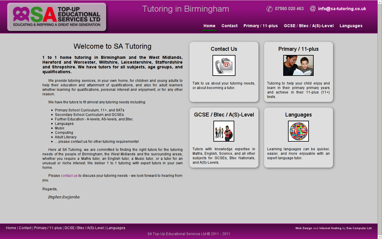 SA Tutoring Website - Tutoring in and around birmingham.